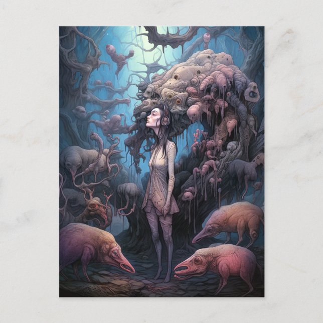 Strange Mutated Woman Surreal Art Postcard (Front)