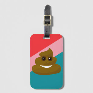 Strange Poop Emoji On Stripes Luggage Tag
