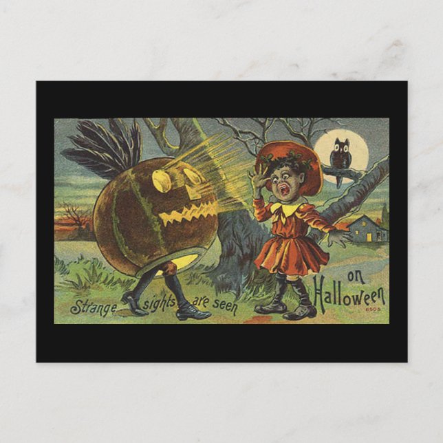 Strange Sights are Seen on Halloween Vintage Postcard (Front)