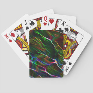Strange tangle of coloured lines playing cards