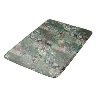 Strange texture in grey green with abstract skull  bath mat