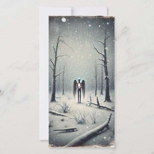 Strange Unique Snowy Winter Night Holiday Card (Front)