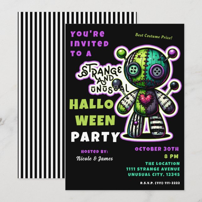 Strange & Unusual Voodoo Bear Halloween Party  Invitation (Front/Back)