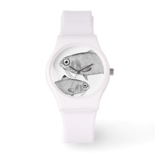 Strange vintage fish drawing watch