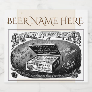 Strange vintage potato advert beer bottle label