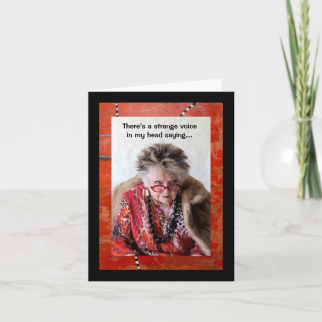 Strange Voice in My Head Folded Greeting Card (Front)