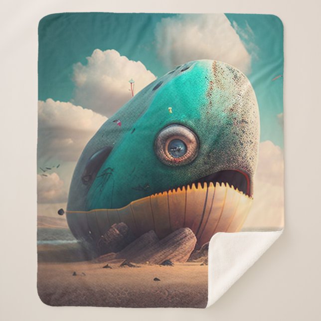 Strange Whale Sherpa Blanket (Front)