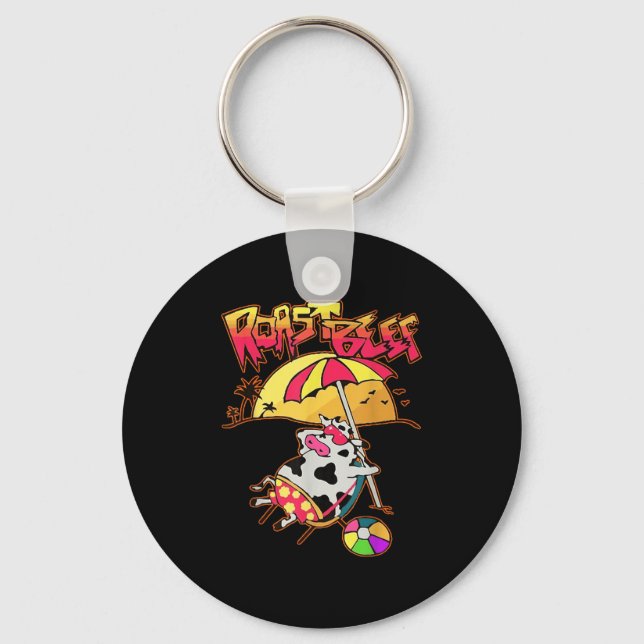 Stranger Dustin Love Roast Beef Beach Cow Tv Parod Keychain (Front)