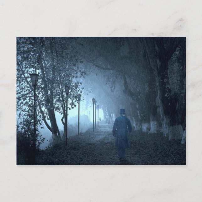 Stranger in the Park in Night Fog Postcard (Front)