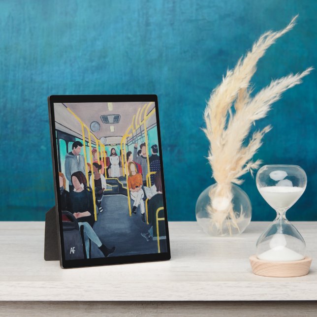 Stranger on the Bus Painting by Alfred Fox Plaque (Side)