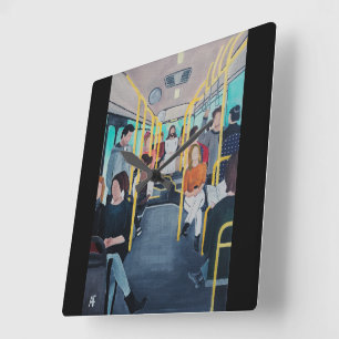 Stranger on the Bus Painting by Alfred Fox Square Wall Clock