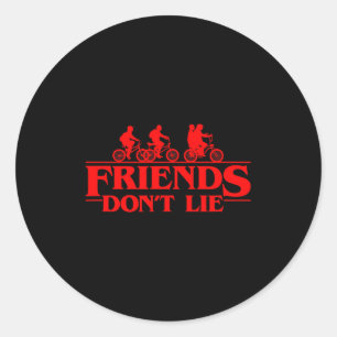 Stranger Things Group Shot Red Friends Don't Lie  Classic Round Sticker