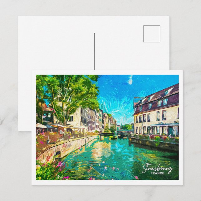 Strasbourg France Beautiful Oil Paint Landscape Postcard (Front/Back)