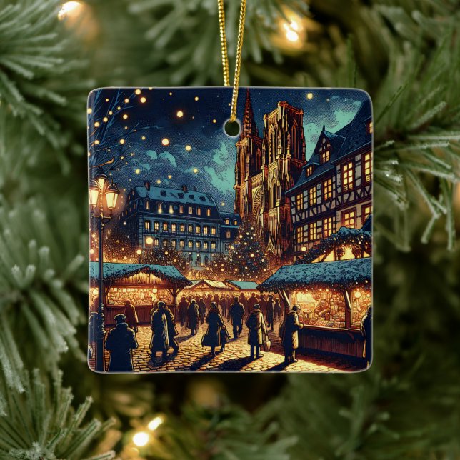Strasbourg, France Christmas Market Ceramic Ornament (Tree)