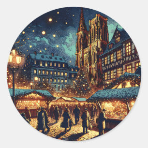 Strasbourg, France Christmas Market Classic Round Sticker