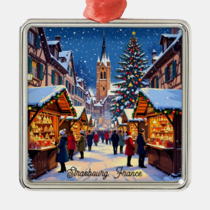 Strasbourg, France Christmas Market Holiday Metal Ornament