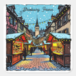 Strasbourg, France Christmas Square Sticker