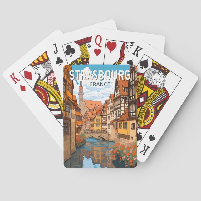 Strasbourg France Travel Art Vintage Playing Cards (Back)