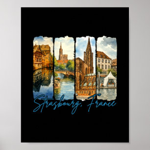 Strasbourg France Traveling Trip Brushstroke Souve Poster