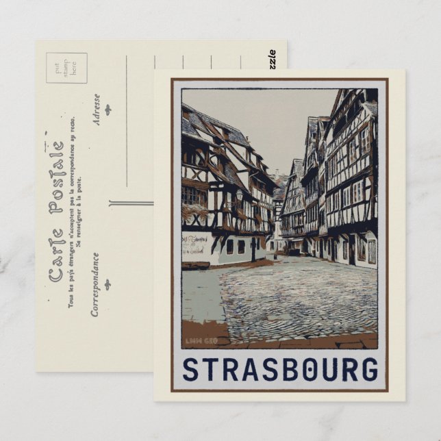 Strasbourg Historical centre illustration France Postcard (Front/Back)