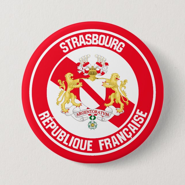Strasbourg Round Emblem 3 Inch Round Button (Front)