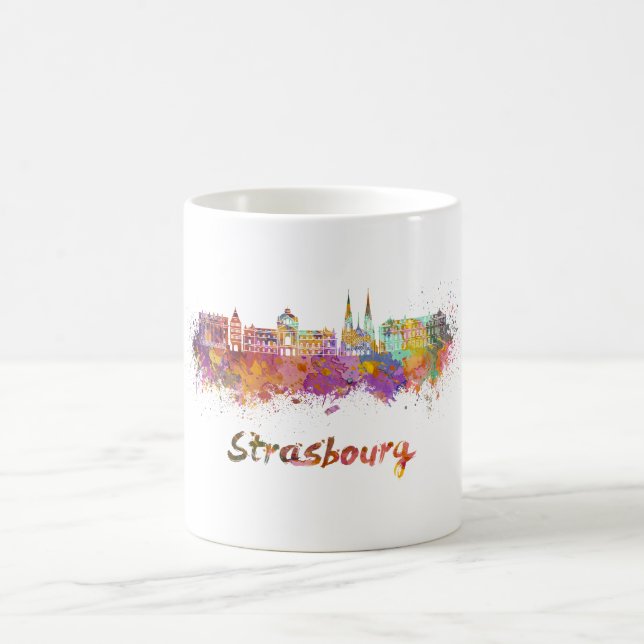 Strasbourg skyline in watercolor coffee mug (Center)