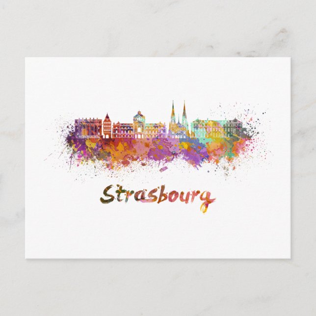 Strasbourg skyline in watercolor postcard (Front)