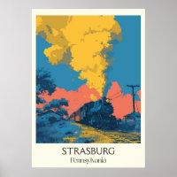 Strasburg Pennsylvania Vintage Steam Train Art