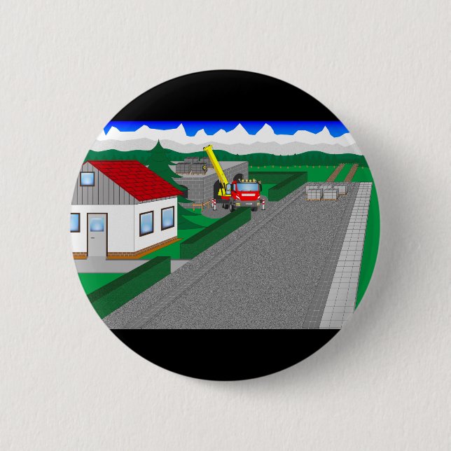 Straßen und Hausbau 2 Inch Round Button (Front)