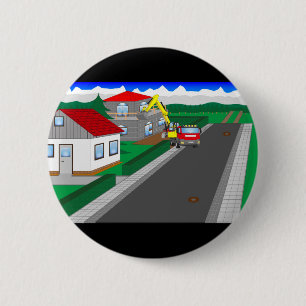 Straßen und Hausbau 2 Inch Round Button
