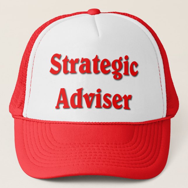 Strategic Adviser Red Print Polica Humour Trucker Hat (Front)