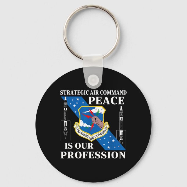 Strategic Air Command USAF Cold War Peace is Keychain (Front)