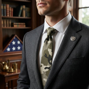 Strategic Military Camouflage Pattern Tie