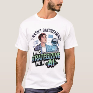 Strategizing with AI – Funny Daydreaming Slogan T-Shirt