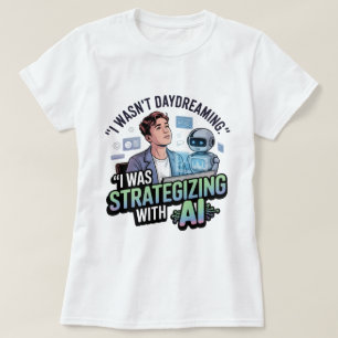 Strategizing with AI – Funny Daydreaming Slogan T-Shirt