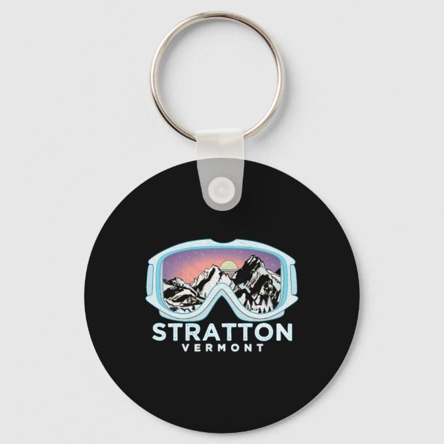 Stratton Ski Design Stratton, Vt Skiing Snow Gift  Keychain (Front)
