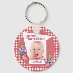 Straw - Berry First Birthday Keychain