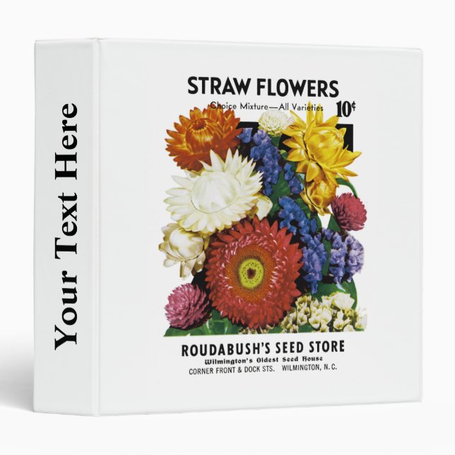 Straw Flowers Seed Packet Label Binder (Front/Spine)