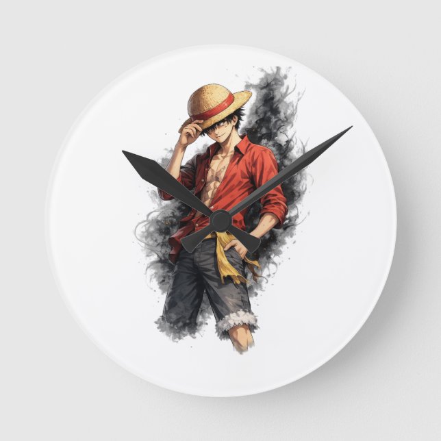Straw Hat Adventure Watercolor Wall Clock (Front)