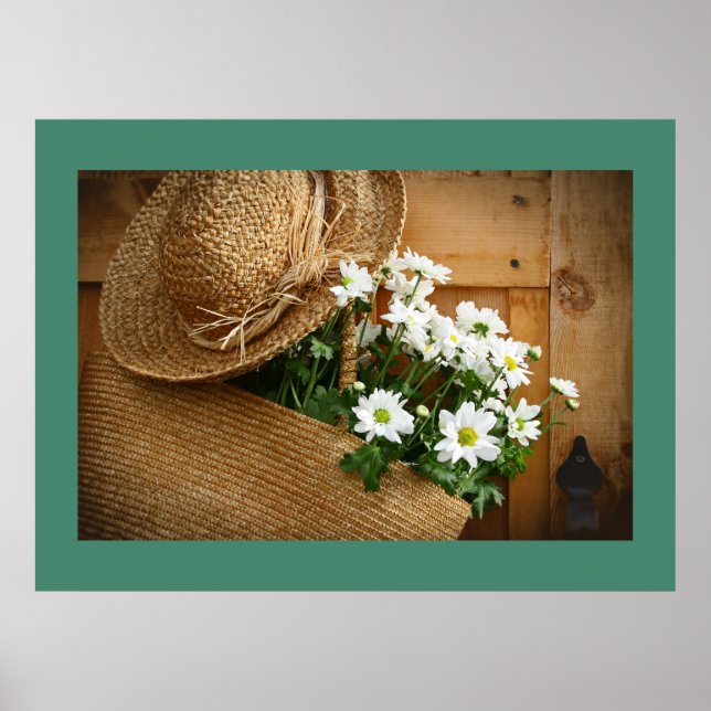 Straw Hat and Daisies Art Poster - SRF (Front)
