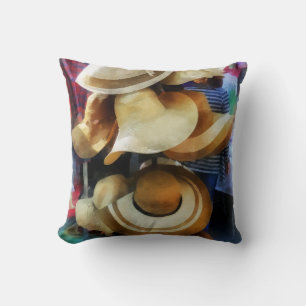 Straw Hats Throw Pillow