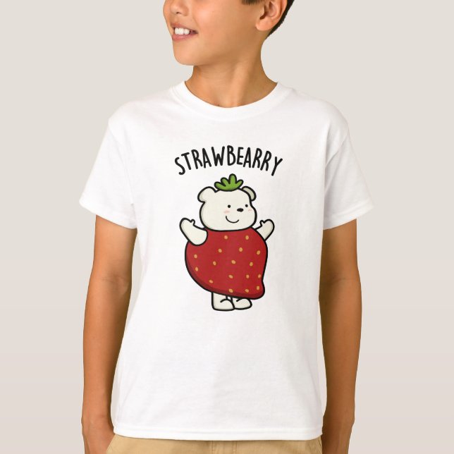 Strawbeary Funny Strawberry Bear Pun  T-Shirt (Front)