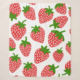 Strawberrie seamless pattern. Vintage illustration Sherpa Blanket