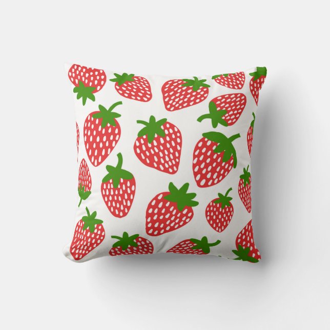 Strawberrie seamless pattern. Vintage illustration Throw Pillow (Front)