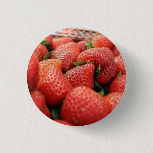 Strawberries 1 Inch Round Button (Front)