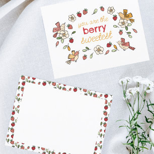 Strawberries and Birds Berry Sweetest Postcard