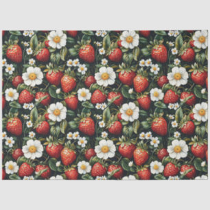 Strawberries and Blossoms Pattern Decoupage Tissue Paper