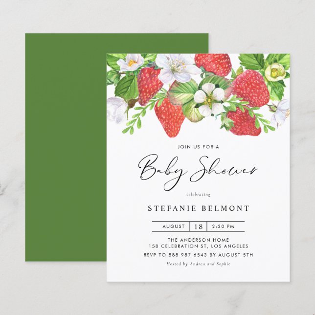 Strawberries and Blossoms Summer Baby Shower (Front/Back)