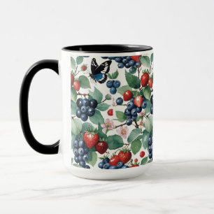 Strawberries and Blueberries with Butterflies Mug