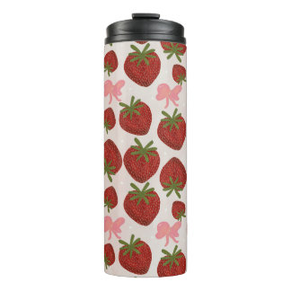 Strawberries and Bows Thermal Tumbler